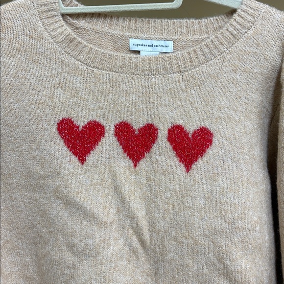 Cupcake and Cashmere Tan Heart Sweater Size XL - Picture 2 of 5